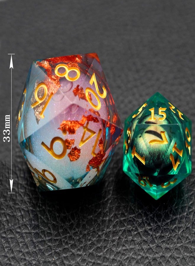 Maywin Dungeons and Dragons DND Dice D20, Liquid Core Dice Set D&D 33MM Oversized D20 Single Sharp Edge Resin dice with Gift Case, Polyhedral Dice for Role Playing Game - Image 2